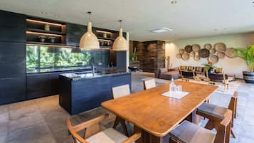 Exclusive Villa, 4 Bedrooms, Private Pool | Living area | 55-inch Smart TV with cable channels