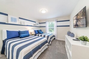 4 bedrooms, iron/ironing board, travel cot, WiFi