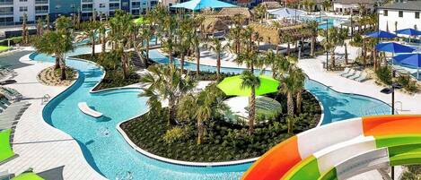 Outdoor pool, open 9:00 AM to 8:00 PM, cabanas (surcharge)