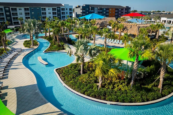 Outdoor pool, open 9:00 AM to 8:00 PM, cabanas (surcharge)