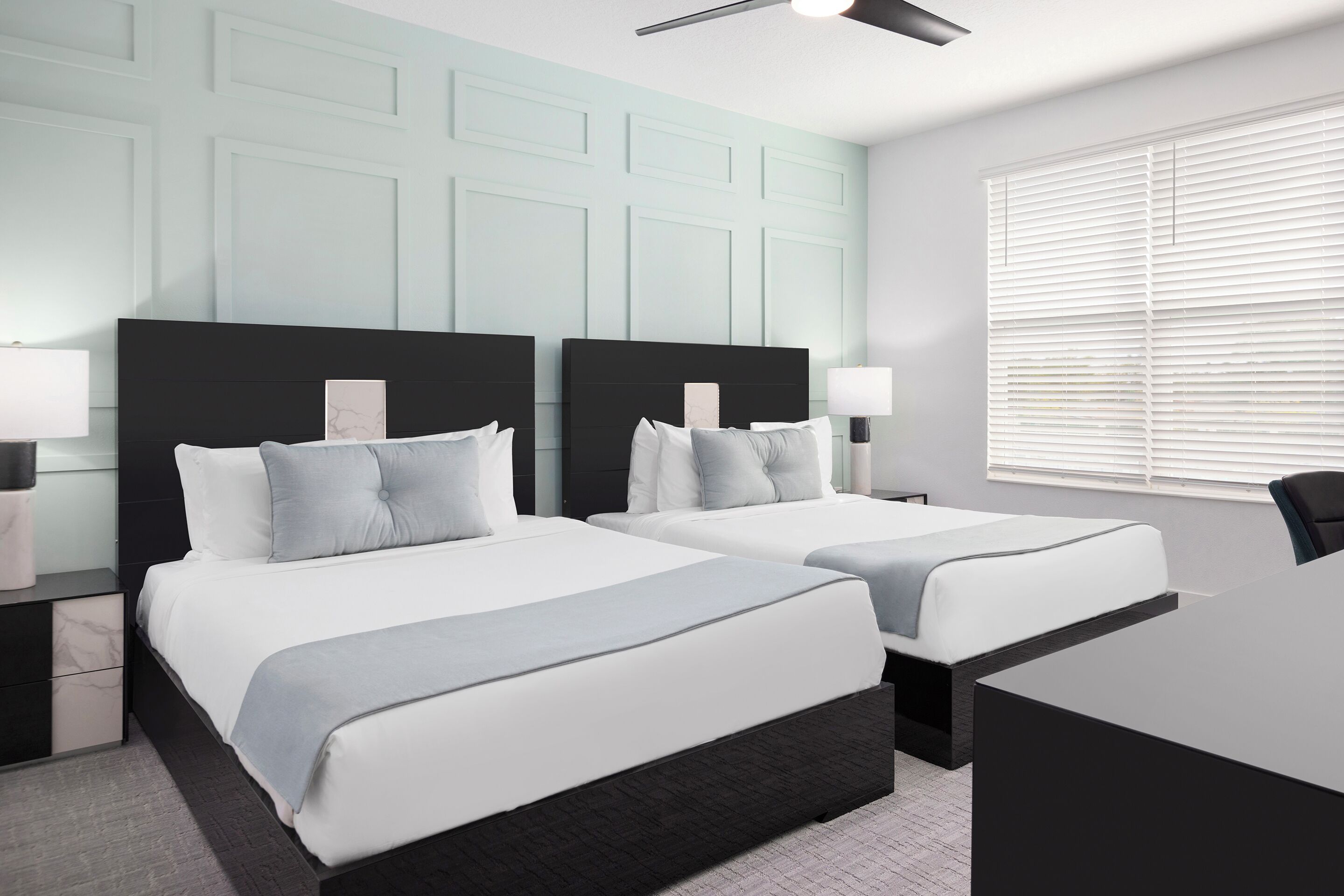 独立别墅 (6 Bedroom Estate with Pool) | 4 多间卧室、高档床上用品、加厚床垫、办公桌