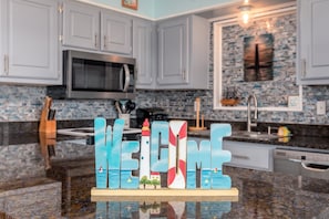 House, 3 Bedrooms | Private kitchen | Fridge, oven, coffee/tea maker, toaster - Sunset Point - 2249 Mallard St 3 Bedroom Home by RedAwning (Dauphin Island)