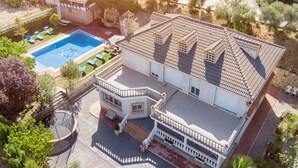 A large house with a swimming pool, a covered patio, and a garden. - Villa Fuji Sierra de la Pandera (AN)