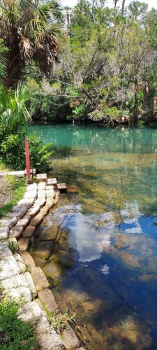 Peaceful house right on the spring. Great place to get away from everything.