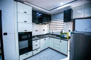 Kühlschrank, Mikrowelle, Ofen, Herdplatte