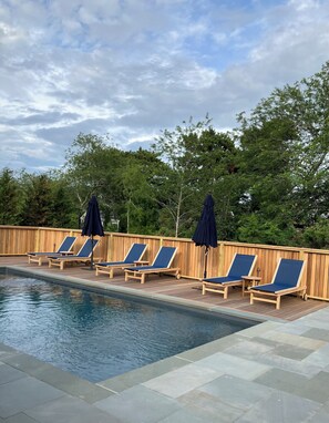 Outdoor pool, a heated pool - Summer Living!  Nantucket Island Home with Pool, 6 bedrooms, AC, amenities (Nantucket)