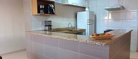 Fridge, oven, stovetop, toaster