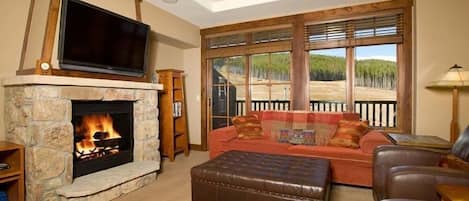 TV, fireplace, DVD player, offices