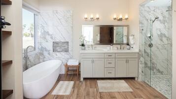 Bathtub, hair dryer, towels