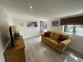 Apartamento estándar | Zona de estar | Televisión LED de 40 pulgadas con canales digitales, juguetes