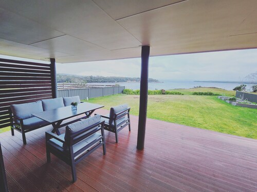 Spectacular views of Macquarie Harbour from your very own private deck!