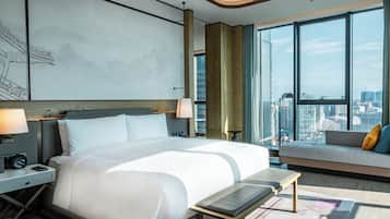 Down comforters, minibar, in-room safe, blackout drapes