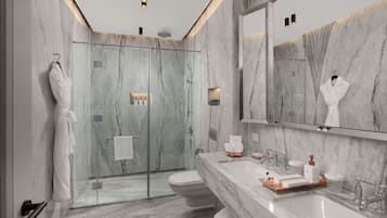 Suite, 1 Schlafzimmer | Badezimmer | Dusche, Regendusche, Designer-Toilettenartikel, Haartrockner