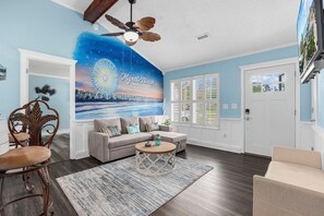 Smart TV, fireplace, computer monitors