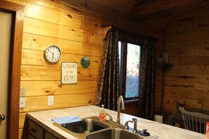 Fridge, microwave, oven, stovetop - Secluded Cabin on the Muskegon River, 40 Acres of Private Land, ORV Trail Access (Harrison)