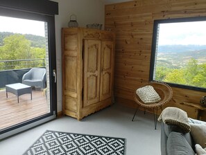 Smart TV, chimenea y libros 