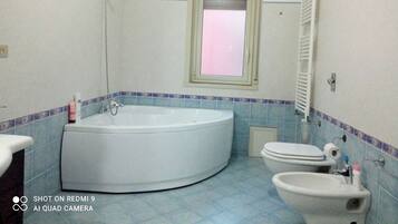 Ducha, secador de pelo, bidet, toallas