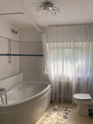Hair dryer, towels, soap, toilet paper - Idyllische Ferienwohnung mit Garten und Pool (Pirmasens)