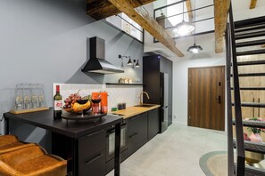 Premium Apartment | Private kitchen | Fridge, oven, stovetop, electric kettle - Lumina lux apart on Piotrkowska street (Lodz)