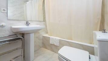 Hair dryer, bidet, towels