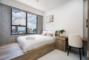 Departamento familiar, 2 habitaciones, balcón | Ropa de cama de alta calidad, edredón y camas con efecto memoria 