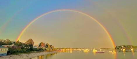 On the beach, sun loungers, beach towels