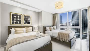Luxury Condo, 2 Bedrooms, City View | Premium bedding, individually decorated, individually furnished, desk