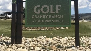 A sign for Granby Ranch Golf, indicating a Fish & Pro Shop.