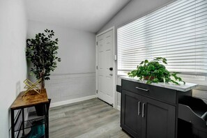 Interior - Hummingbird's Homey Hideaway: 2BR Urban Retreat with King Bed, Split AC, Spacious Patio, and Convenient Parking! (South El Monte)