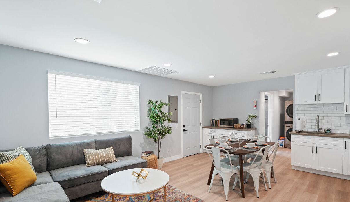 Harmony Haven: 3BR Back House with Full Kitchen, Parking, Laundry, and Patio Bliss!
