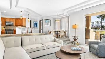 Smart TV, fireplace, video games, DVD player