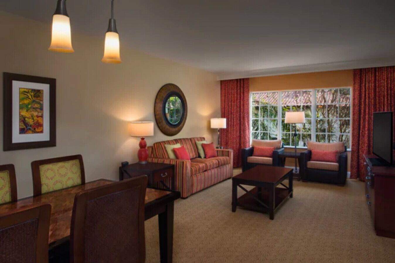 Smart TV, fireplace, video games, DVD player