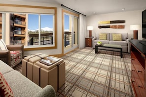 Smart TV, fireplace, video games, DVD player