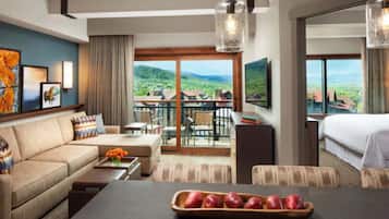 Smart TV, fireplace, video games, DVD player