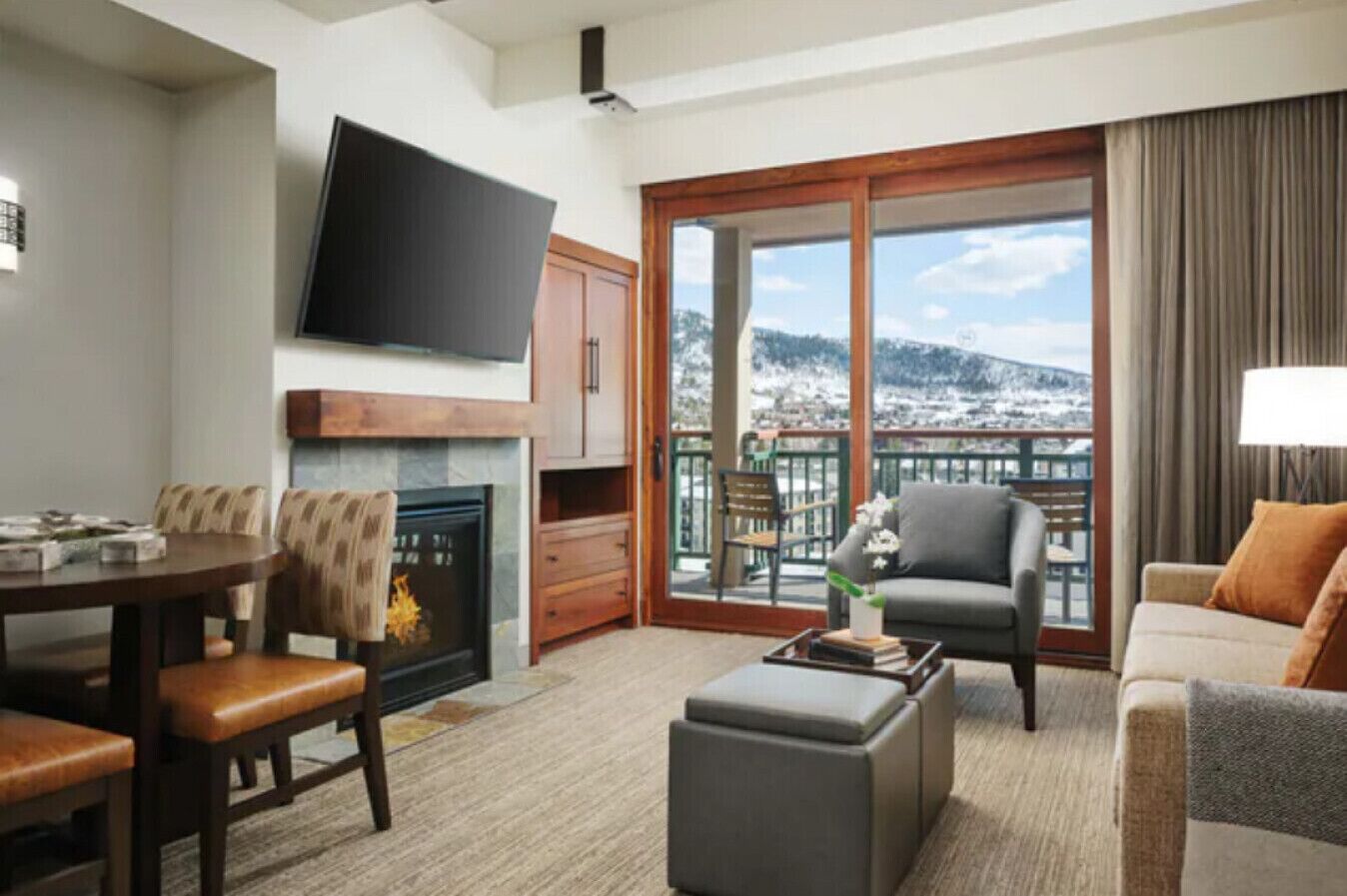 Smart TV, fireplace, video games, DVD player