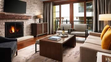 Smart TV, fireplace, video games, DVD player