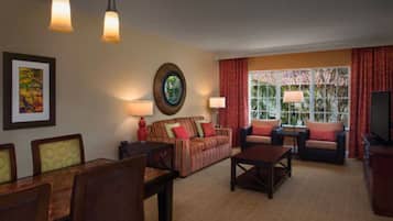 Smart TV, fireplace, video games, DVD player