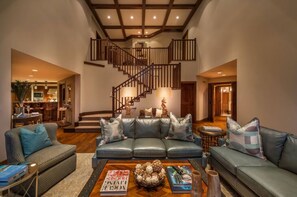 Smart TV, fireplace, video games, DVD player