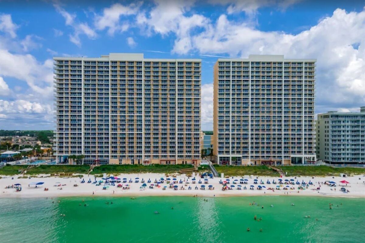 On the beach, sun loungers