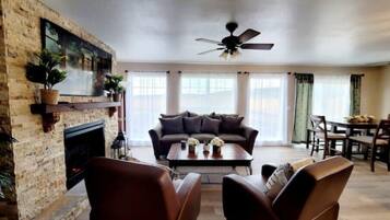 Smart TV, fireplace, printers