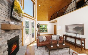 TV, fireplace, video games