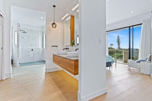 Bathtub, hair dryer, towels