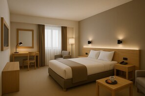 Minibar, escritorio y espacio para trabajar con laptop 