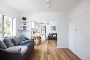 Smart TV - Blue Vista is a romantic one bedroom apartment overlooking Nelson Bay Harbour  (Nelson Bay)