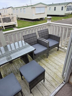 Outdoor dining - family static holiday home. (Rhyl)