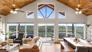 Smart TV, fireplace, video games, foosball