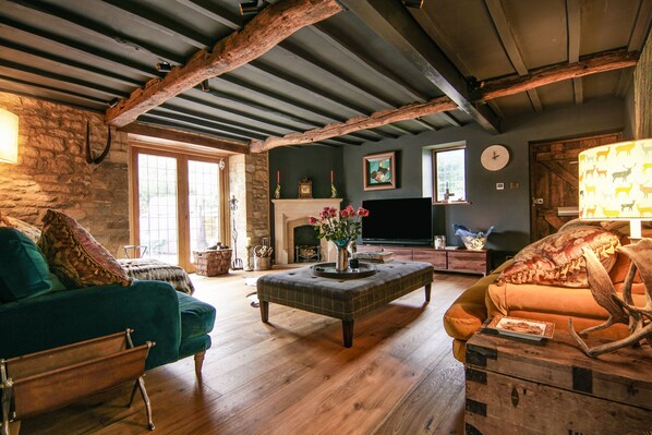 Smart TV, fireplace, ping pong, books