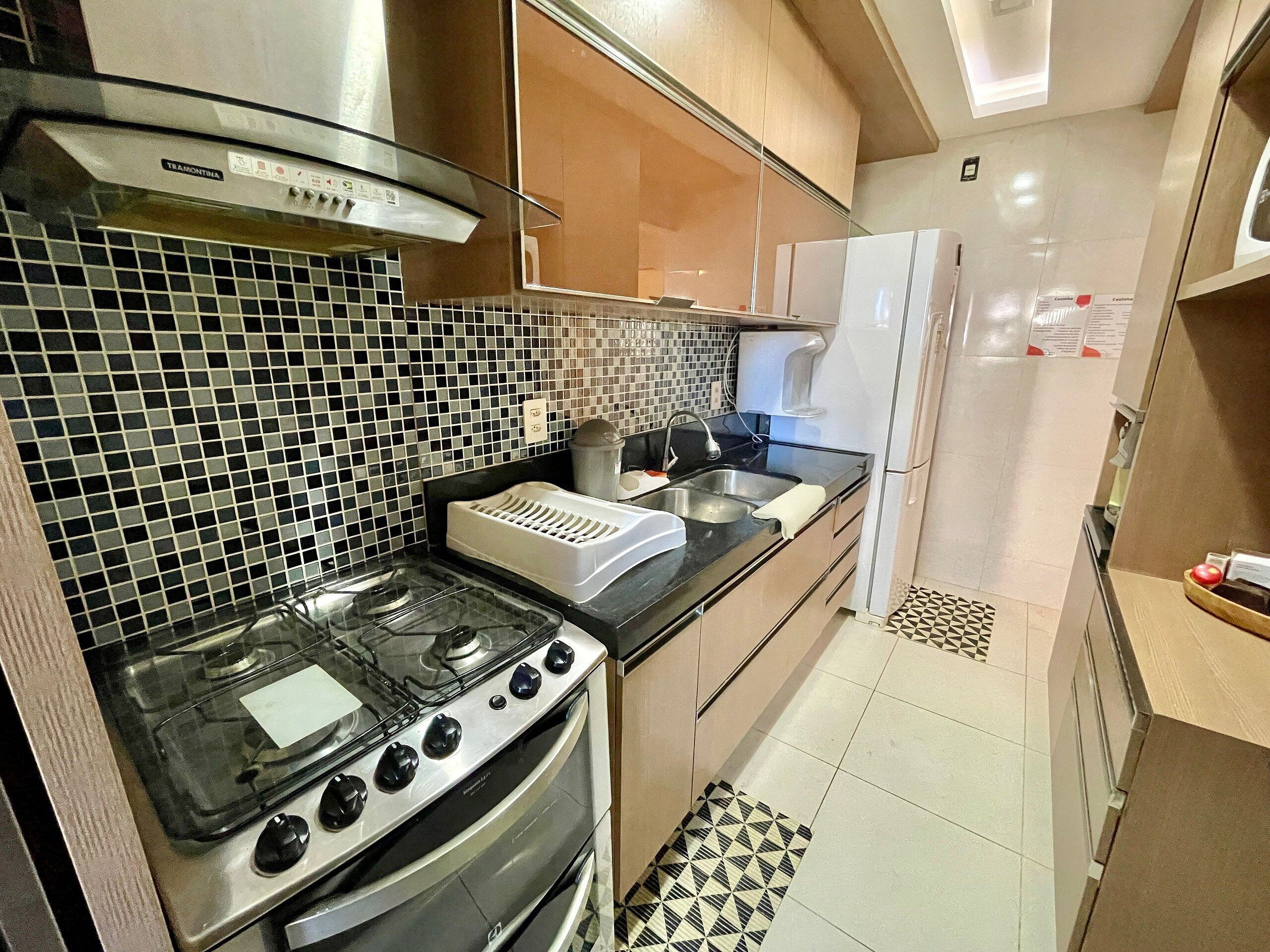 Luxury Apartment | Private kitchen | Fridge, microwave, oven, blender