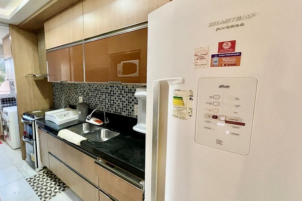 Luxury Apartment | Private kitchen | Fridge, microwave, oven, blender