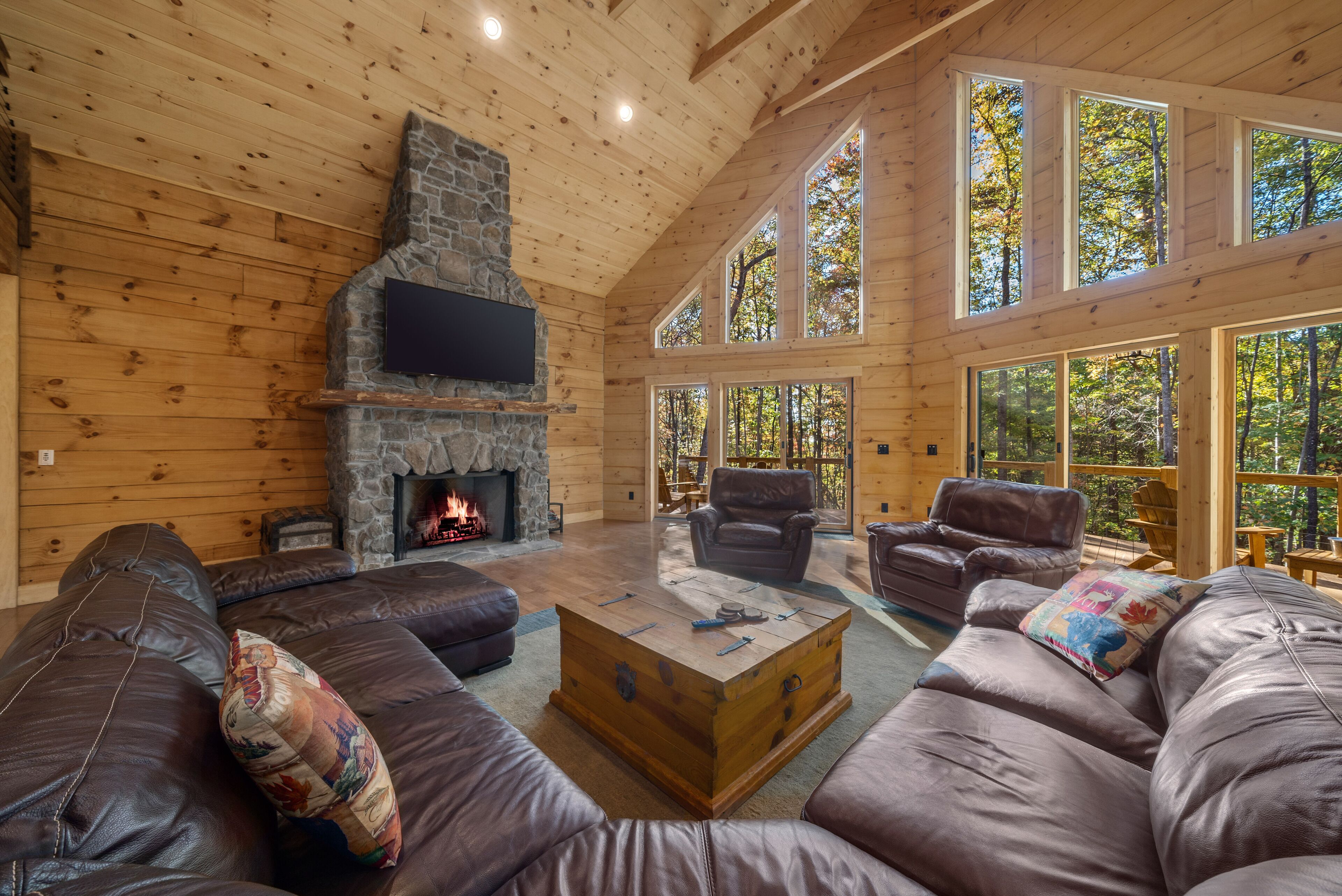 Smart TV, fireplace, video games, foosball